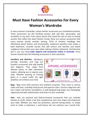Must Have Fashion Accessories For Every Woman's Wardrobe
