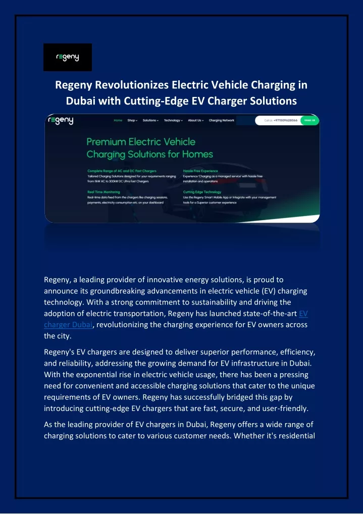 regeny revolutionizes electric vehicle charging