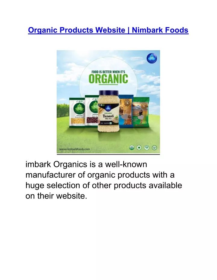 organic products website nimbark foods