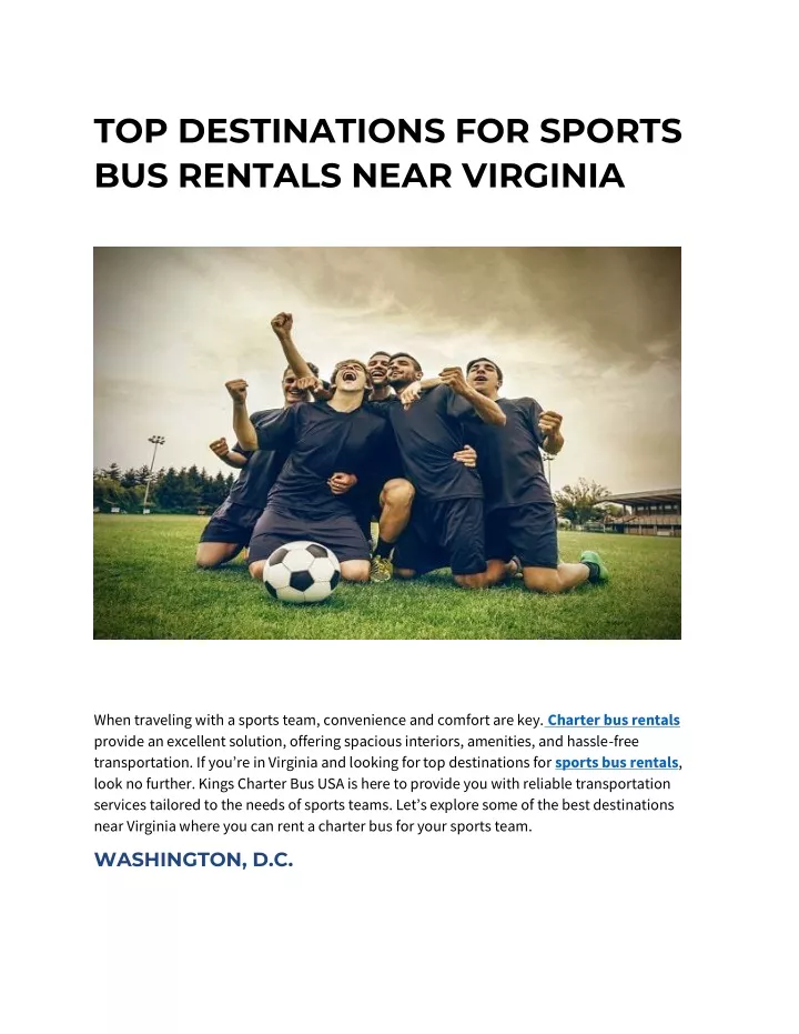 top destinations for sports bus rentals near