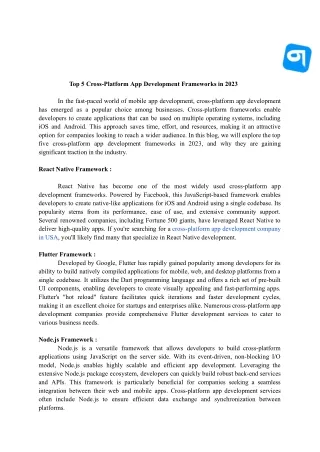 Top 5 Cross-Platform App Development Frameworks in 2023