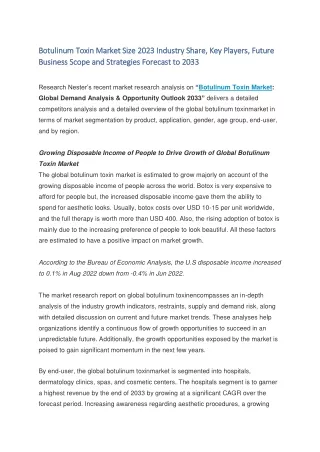 botulinum toxin market size 2023 industry share