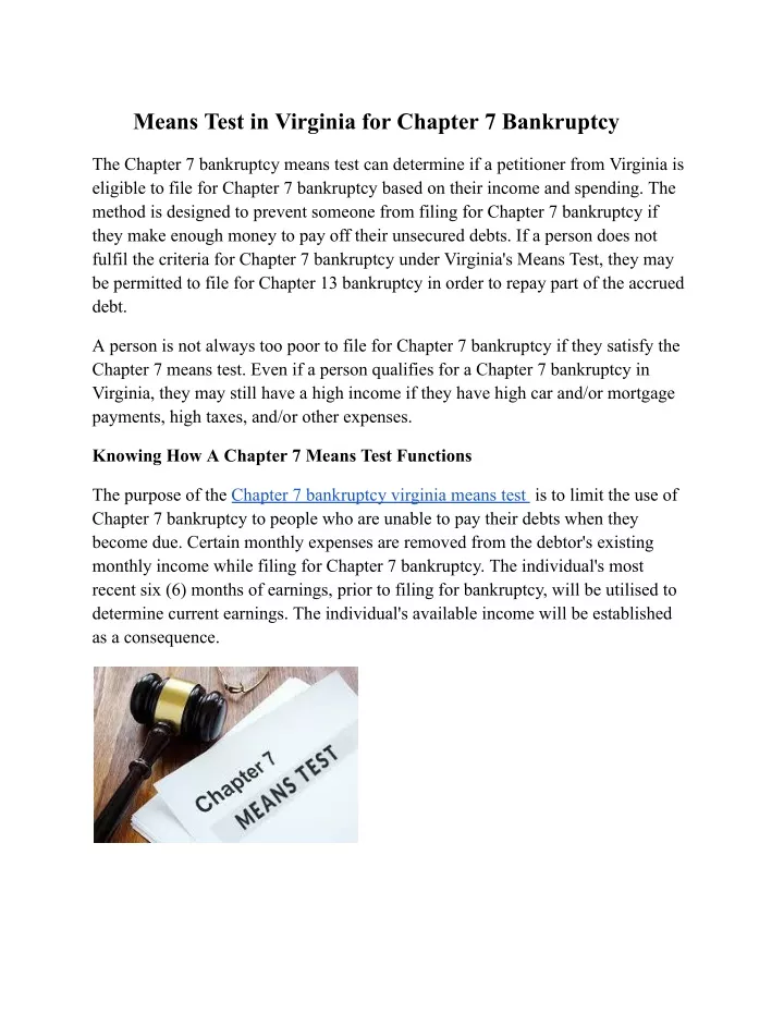 means test in virginia for chapter 7 bankruptcy