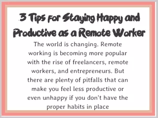3 Tips for Staying Happy and Productive as a Remote Worker