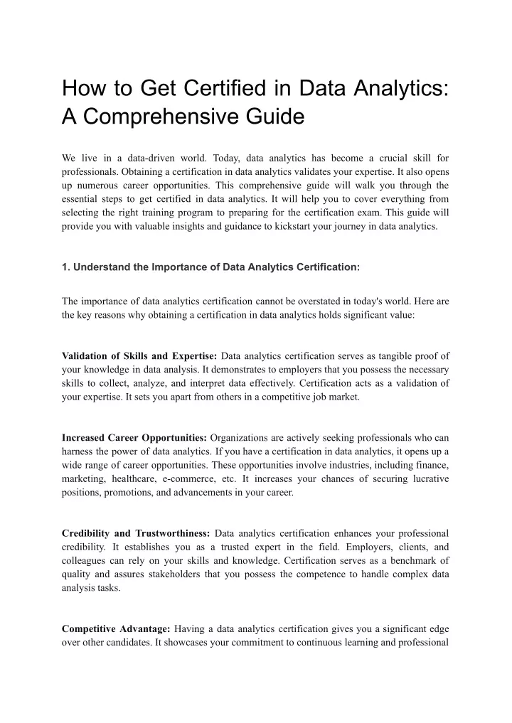 how to get certified in data analytics