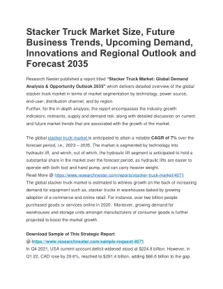 stacker truck market size future business trends