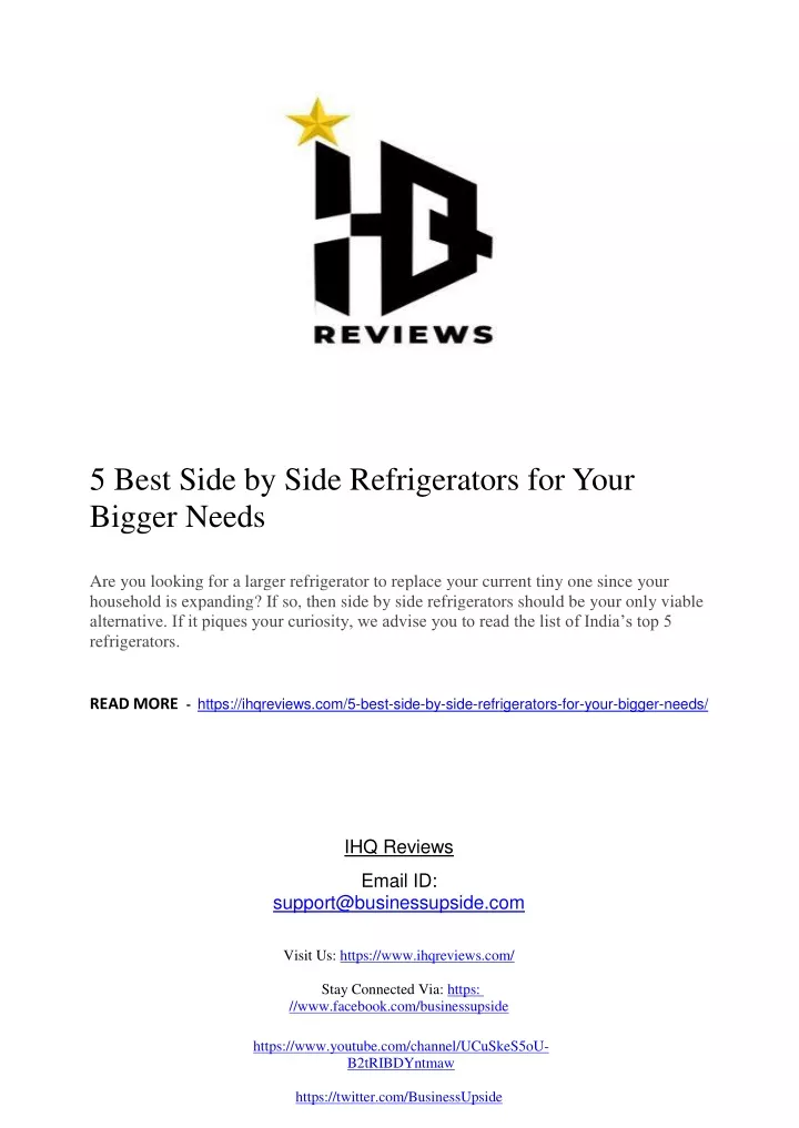 5 best side by side refrigerators for your bigger