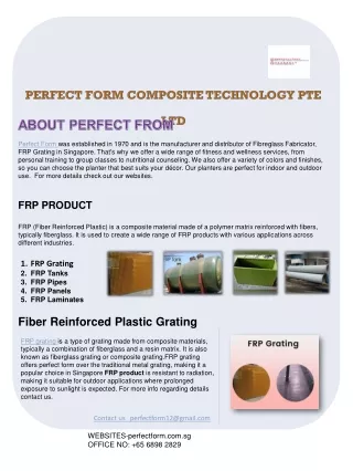 Perfect Form FRP Grating Manufacture |Singapore|