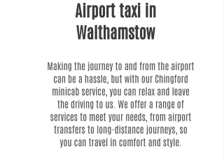 Minicab in Walthamstow