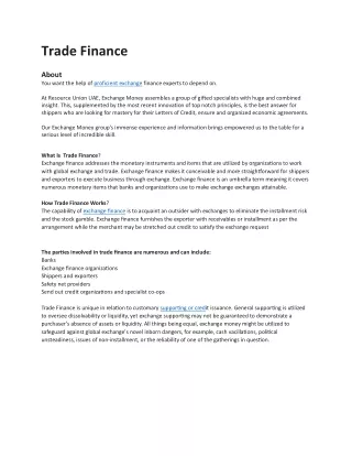 trade finance about you want the help