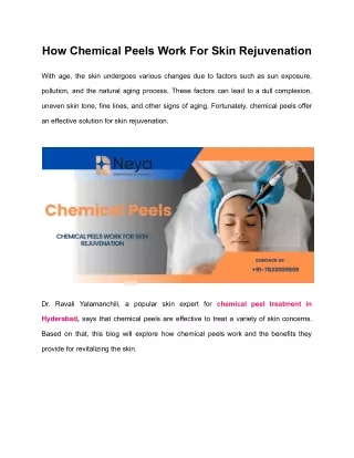 How Chemical Peels Work For Skin Rejuvenation