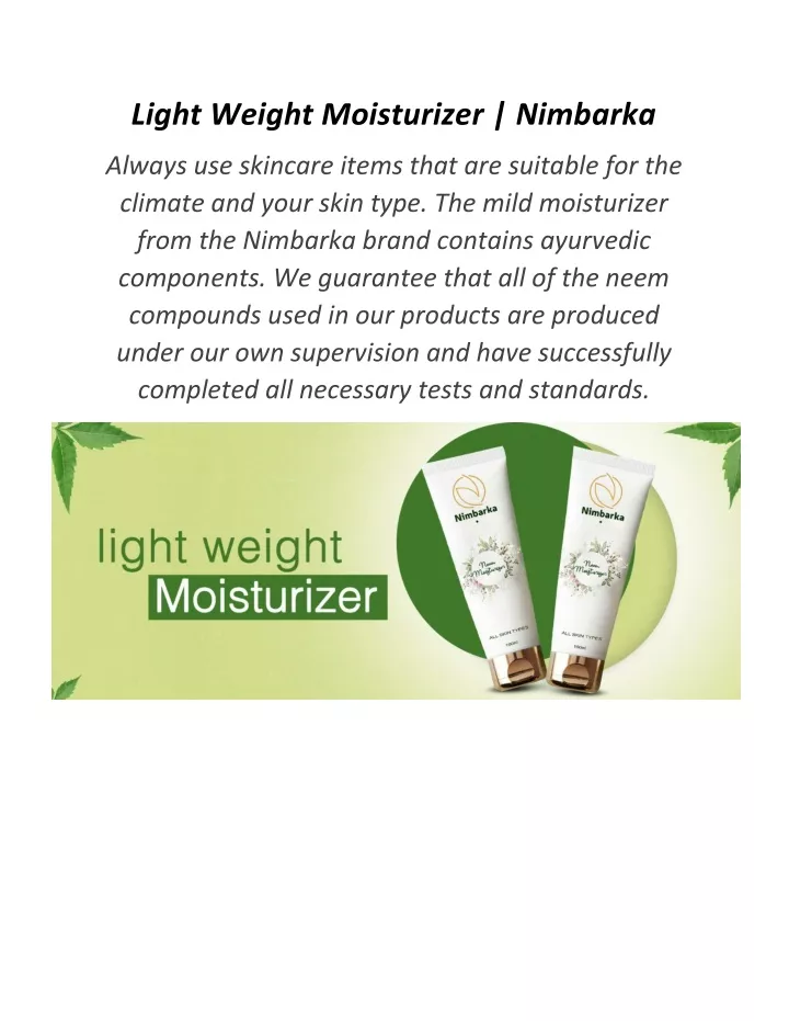 light weight moisturizer nimbarka