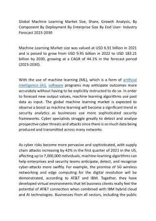 global machine learning market size share growth