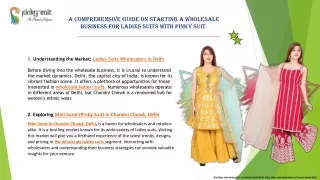 A Comprehensive Guide on Starting a Wholesale Business for Ladies Suits with Pinky Suit.