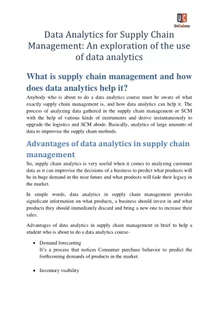 data analytics for supply chain management