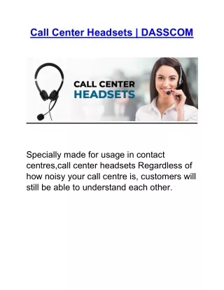 Call Center Headsets | DASSCOM