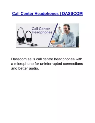 Call Center Headphones | DASSCOM