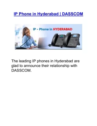 Ip Phone in Hyderabad | DASSCOM