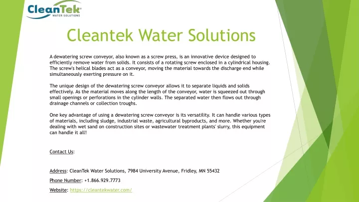 cleantek water solutions