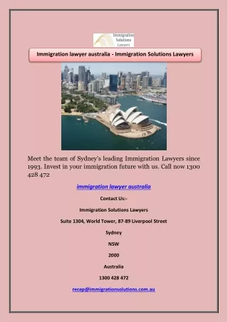 Immigration Lawyer Australia | Immigration Solutions Lawyers