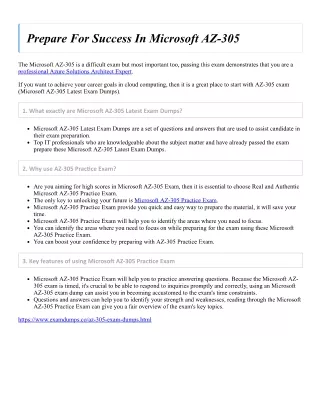 Prepare For Success In Microsoft AZ-305