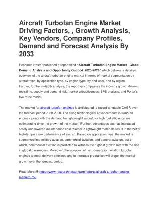 aircraft turbofan engine market driving factors
