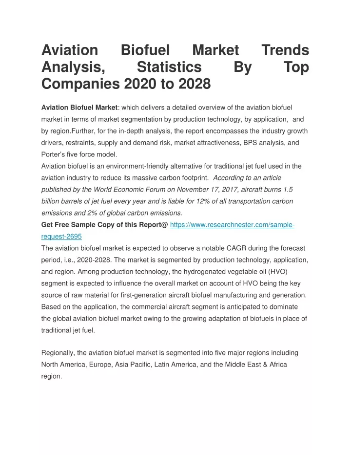 aviation analysis companies 2020 to 2028