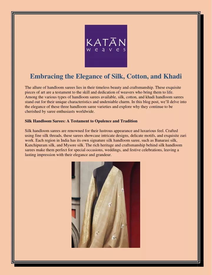 embracing the elegance of silk cotton and khadi