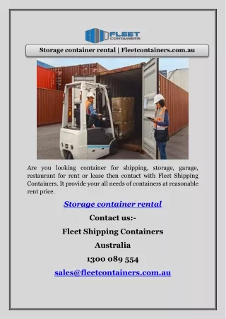 Storage container rental | Fleetcontainers.com.au