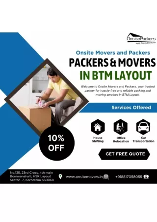 Onsite Movers and Packers - Packers and Movers in BTM Layout
