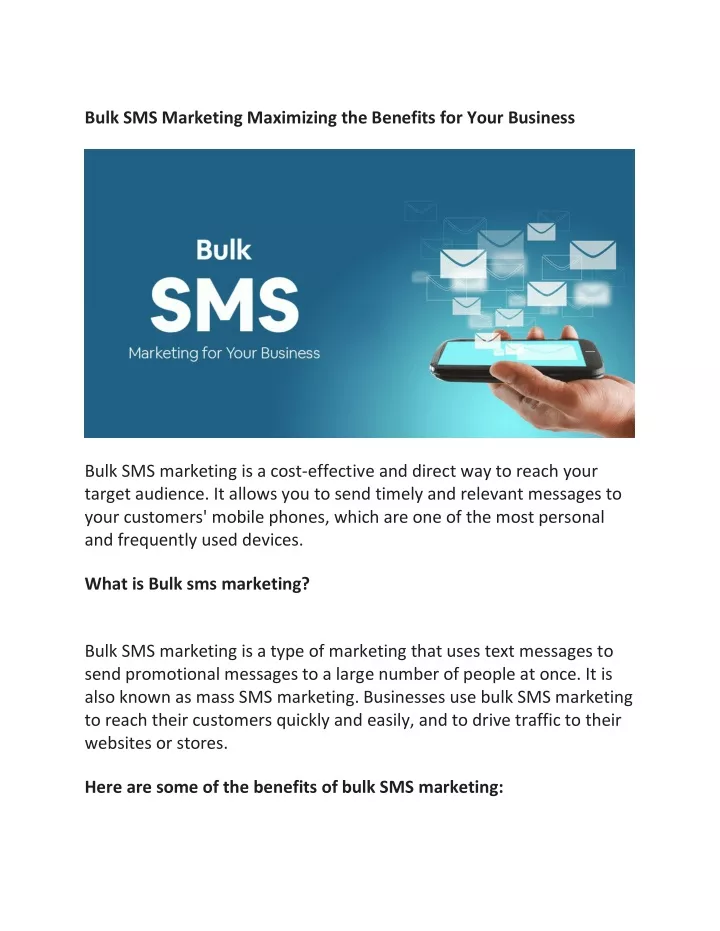 bulk sms marketing maximizing the benefits