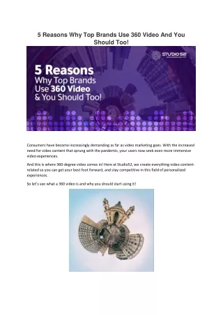 5 Reasons Why Top Brands Use 360 Video And You Should Too!