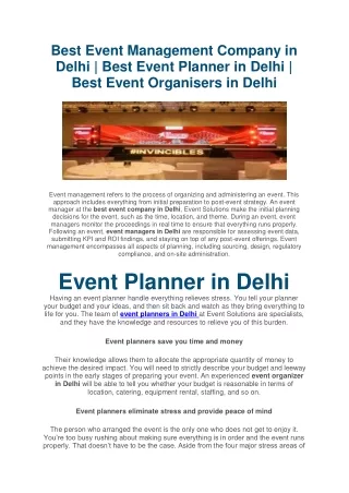 Best Event Management Services in Delhi | Best Event Company in Delhi