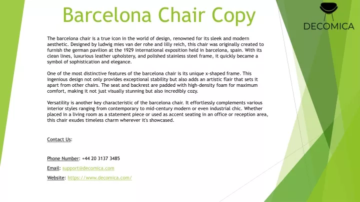 barcelona chair copy