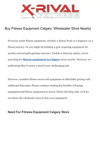 Buy Fitness Equipment Calgary_ Wholesaler Store Nearby