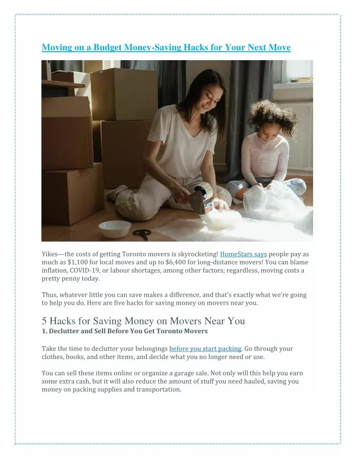 moving on a budget money saving hacks for your