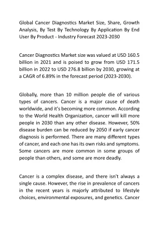 global cancer diagnostics market size share