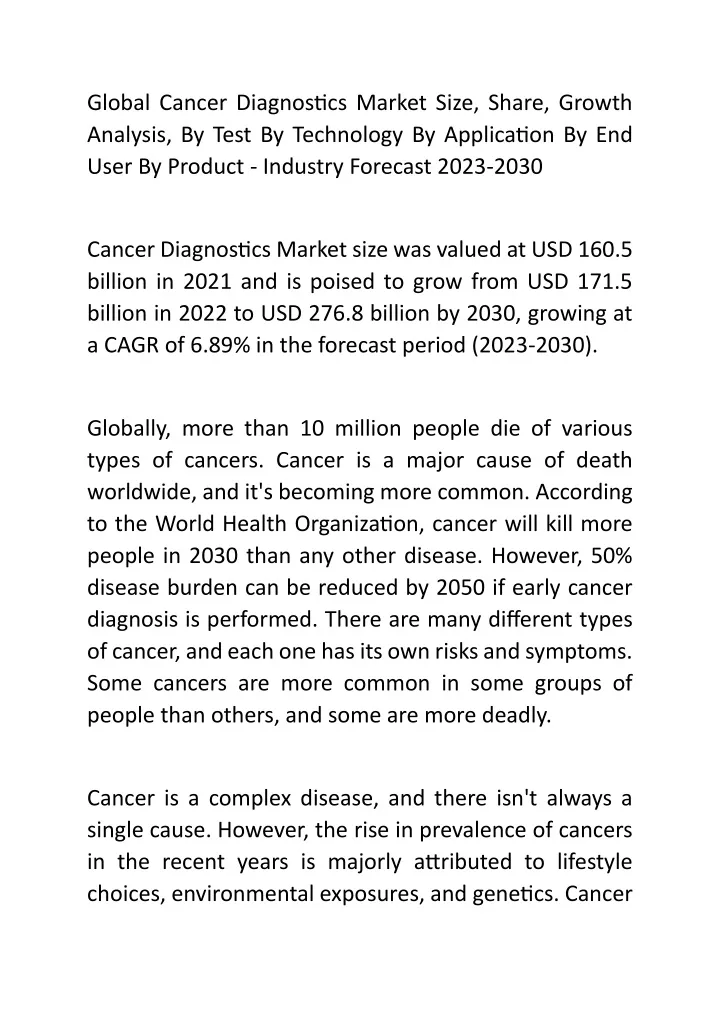 global cancer diagnostics market size share