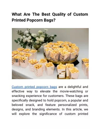What Are The Best Quality of Custom Printed Popcorn Bags_