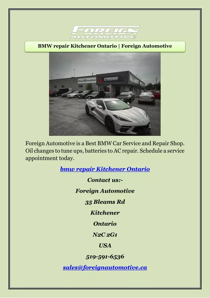 bmw repair kitchener ontario foreign automotive