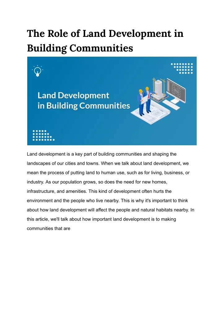 the role of land development in building
