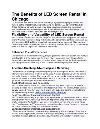 The Benefits of LED Screen Rental in Chicago