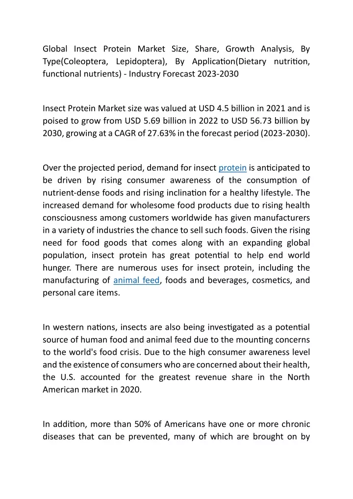 global insect protein market size share growth