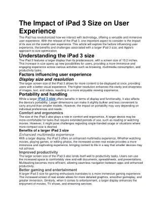 The Impact of iPad 3 Size on User Experience