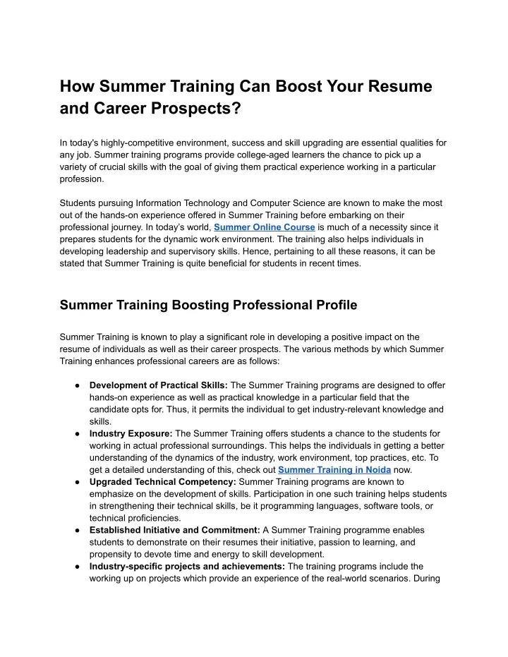 how summer training can boost your resume