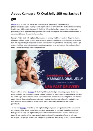 About Kamagra-FX Oral Jelly 100 mg Sachet 5 gm