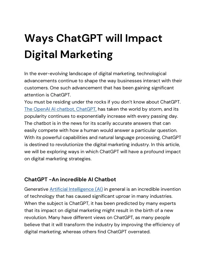 ways chatgpt will impact digital marketing