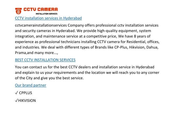 cctv installation services in hyderabad