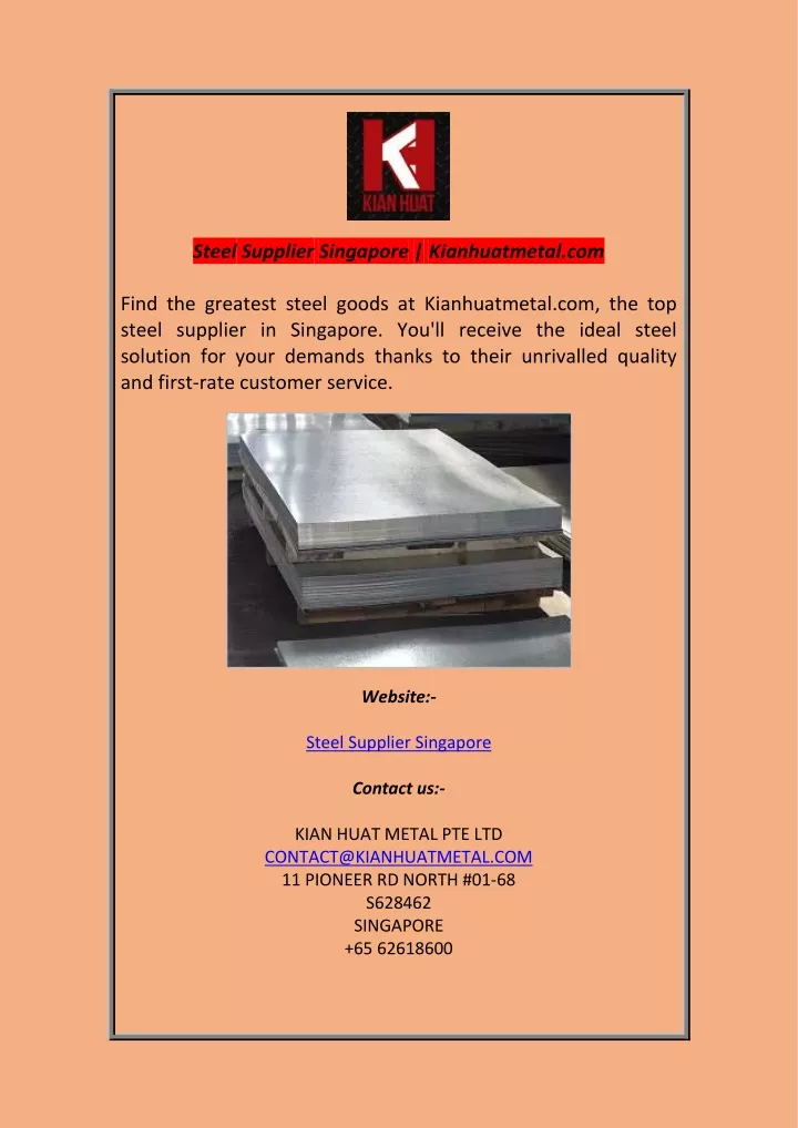 steel supplier singapore kianhuatmetal com