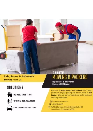 Onsite Movers and Packers - Packers and Movers in HSR  Layout